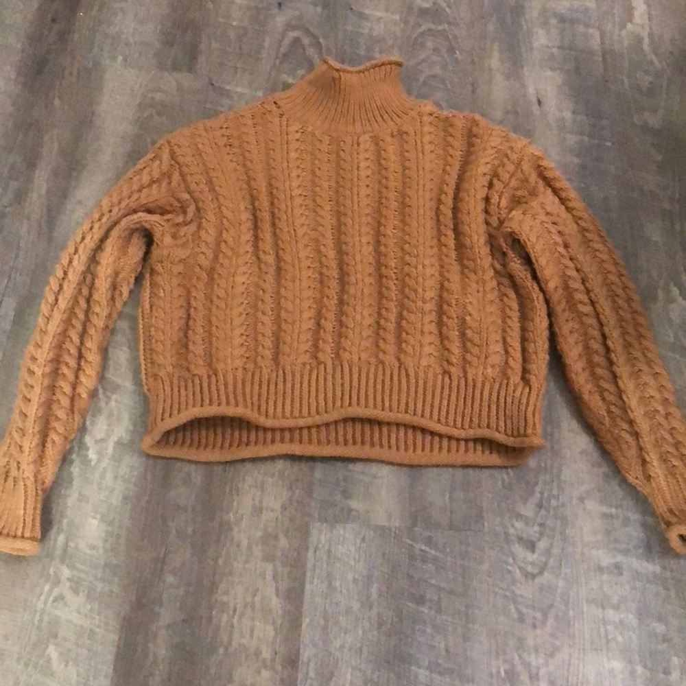 Brown knit turtle neck sweater